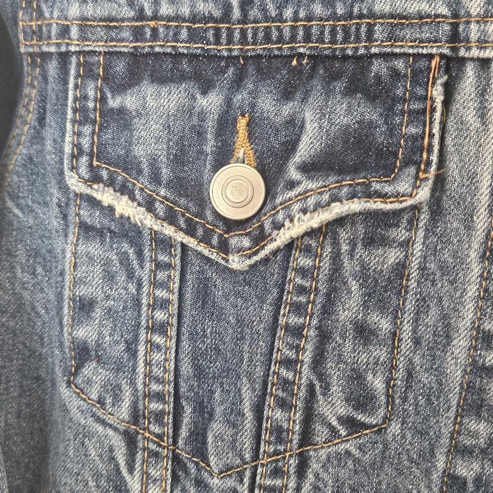 Unveil Faux Wool Sherpa Collar Denim Buttoned Jacket SZ XS - Picture 9 of 9